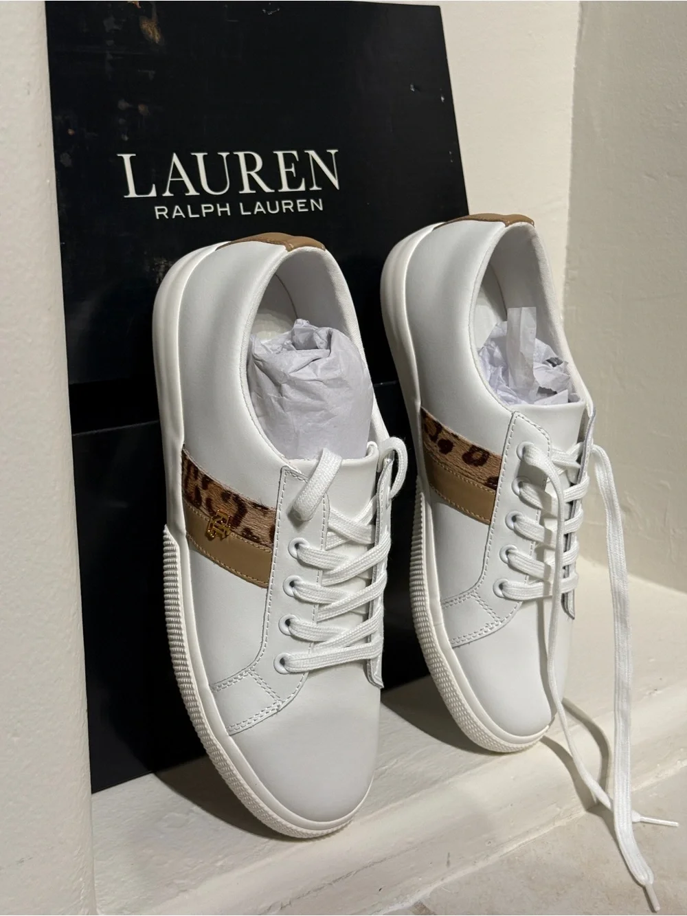 POLO RALPH LAUREN White Low-Top Leather Sneakers women’s size 9.5/ EU 41 *NEW*